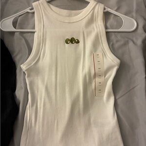 White Sleeveless Ribbed Top